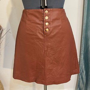 Light Brown High Waisted A-Line Pleather Mini-Skirt Size A